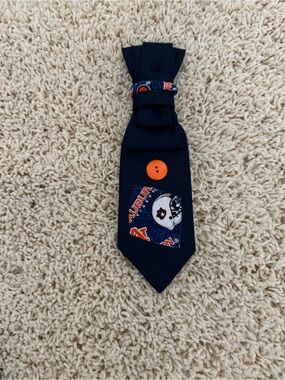 Black Women's Tie with Orange Button and Auburn Patch by